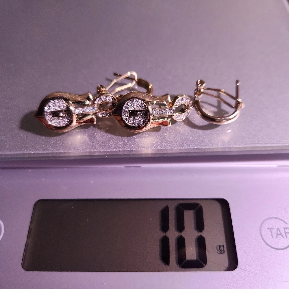 DIOR 🔥RARE🔥 Designed By John Galiano Gold Buckle design✨️ Pavé Earrings 🔥 - Picture 6 of 9